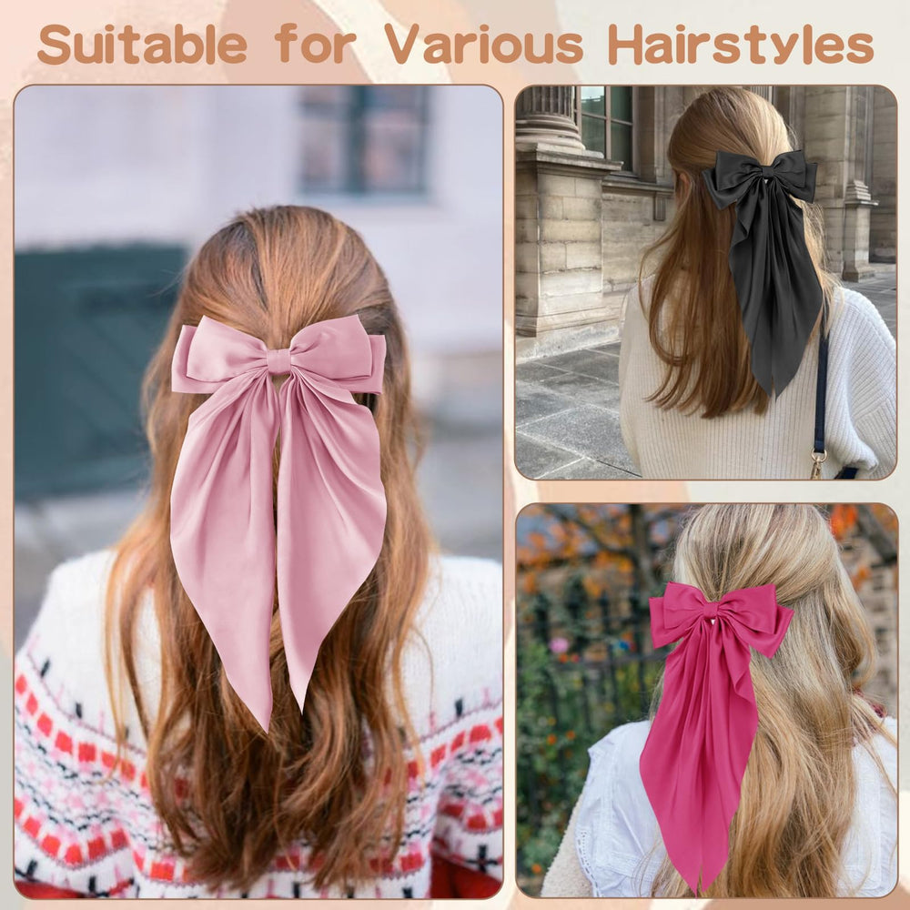 Unbednigt large bow hair clip on hair demonstrates secure grip for all-day wear.