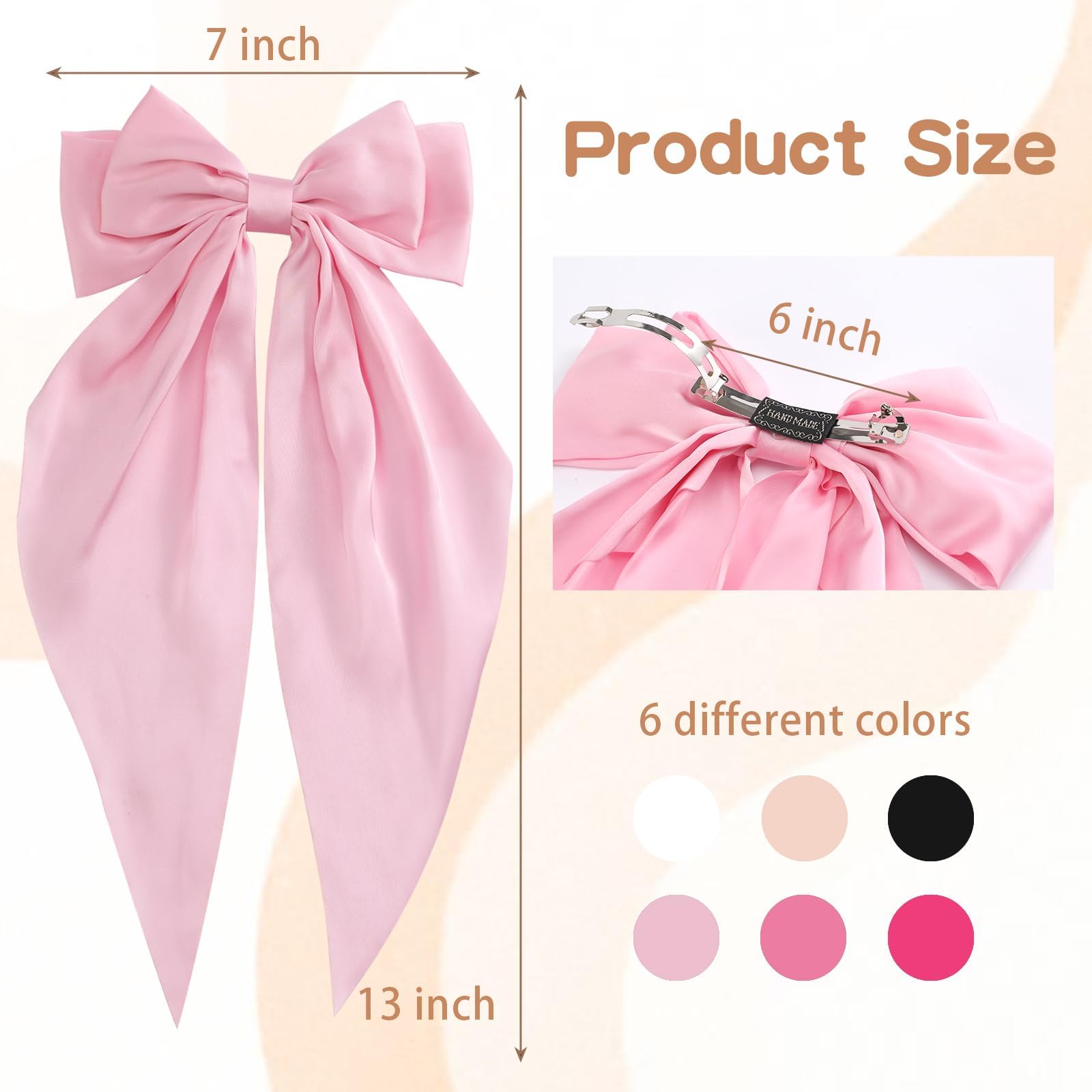 Unbednigt pink satin bow clip close-up showing lush texture and metallic clasp.