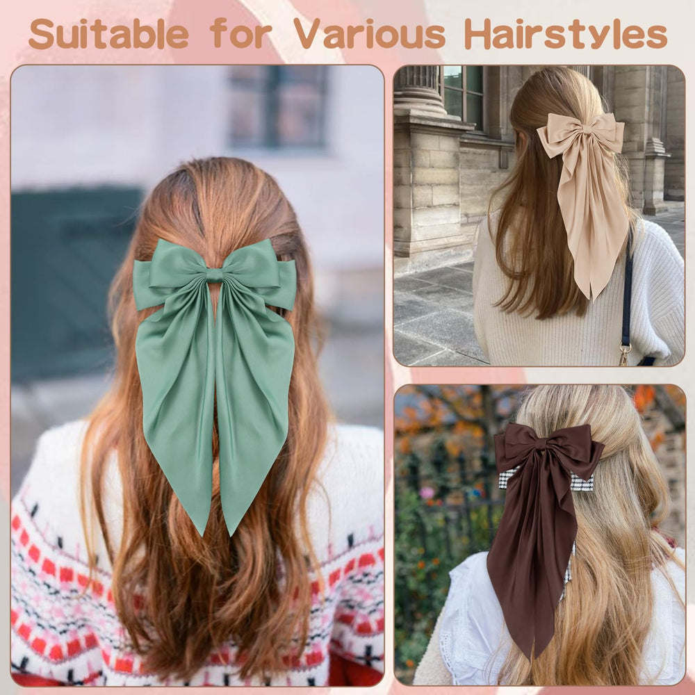 Unbednigt silky chiffon hair bows clip, large size enhances fuller-looking hair.