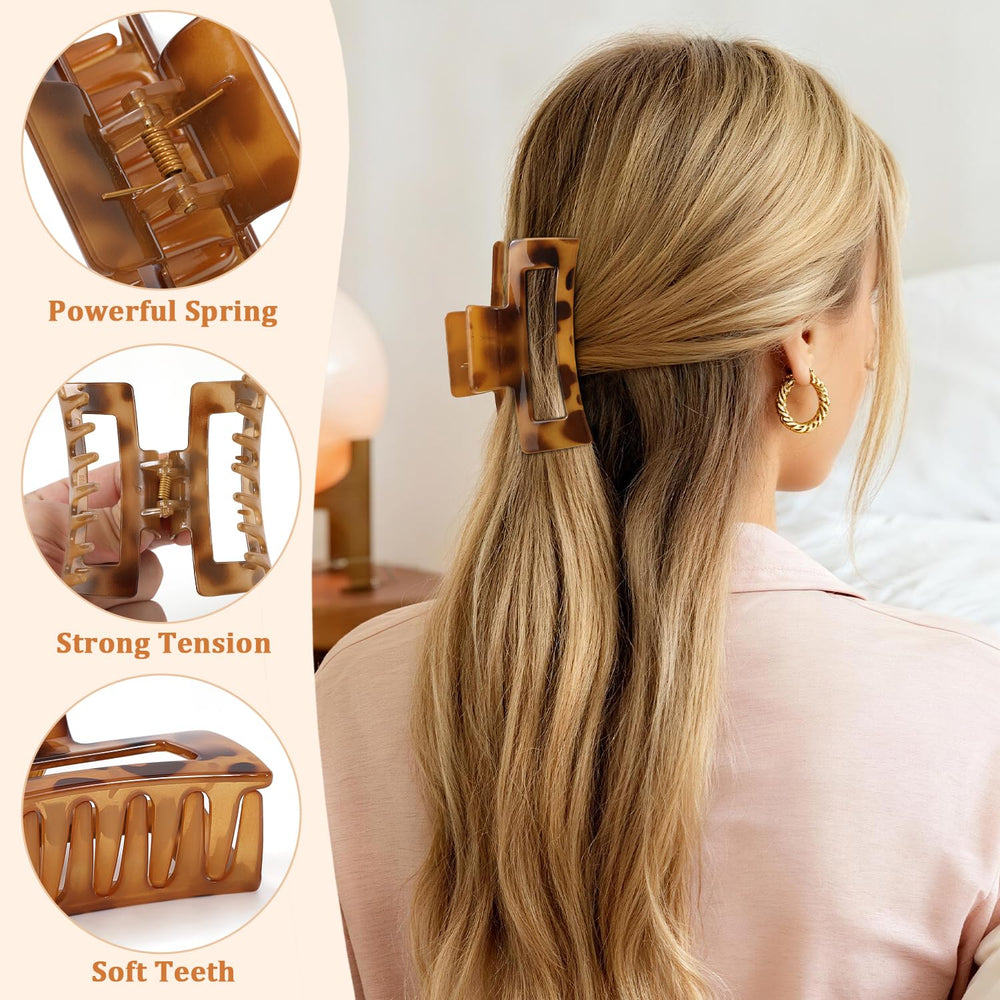 Unbednigt leopard square clip large 4-inch closeup for thick hair styles