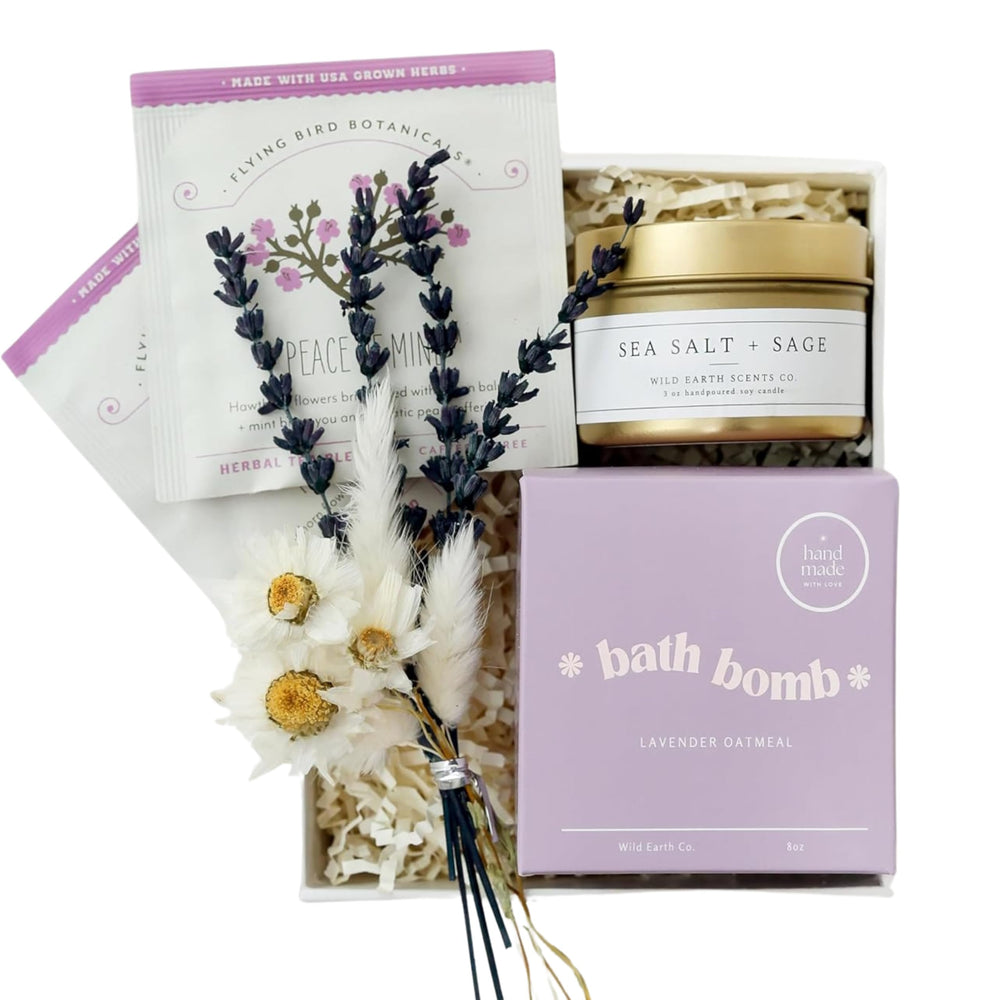 Unboxme Gifts Mini Lavender Spa Set candle for calming relaxation rituals