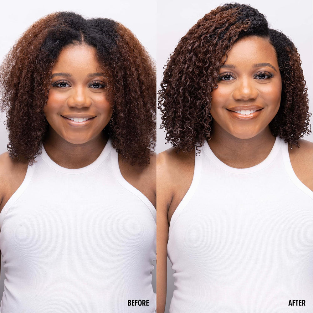Frizz control moment with Curly Magic and key botanicals.