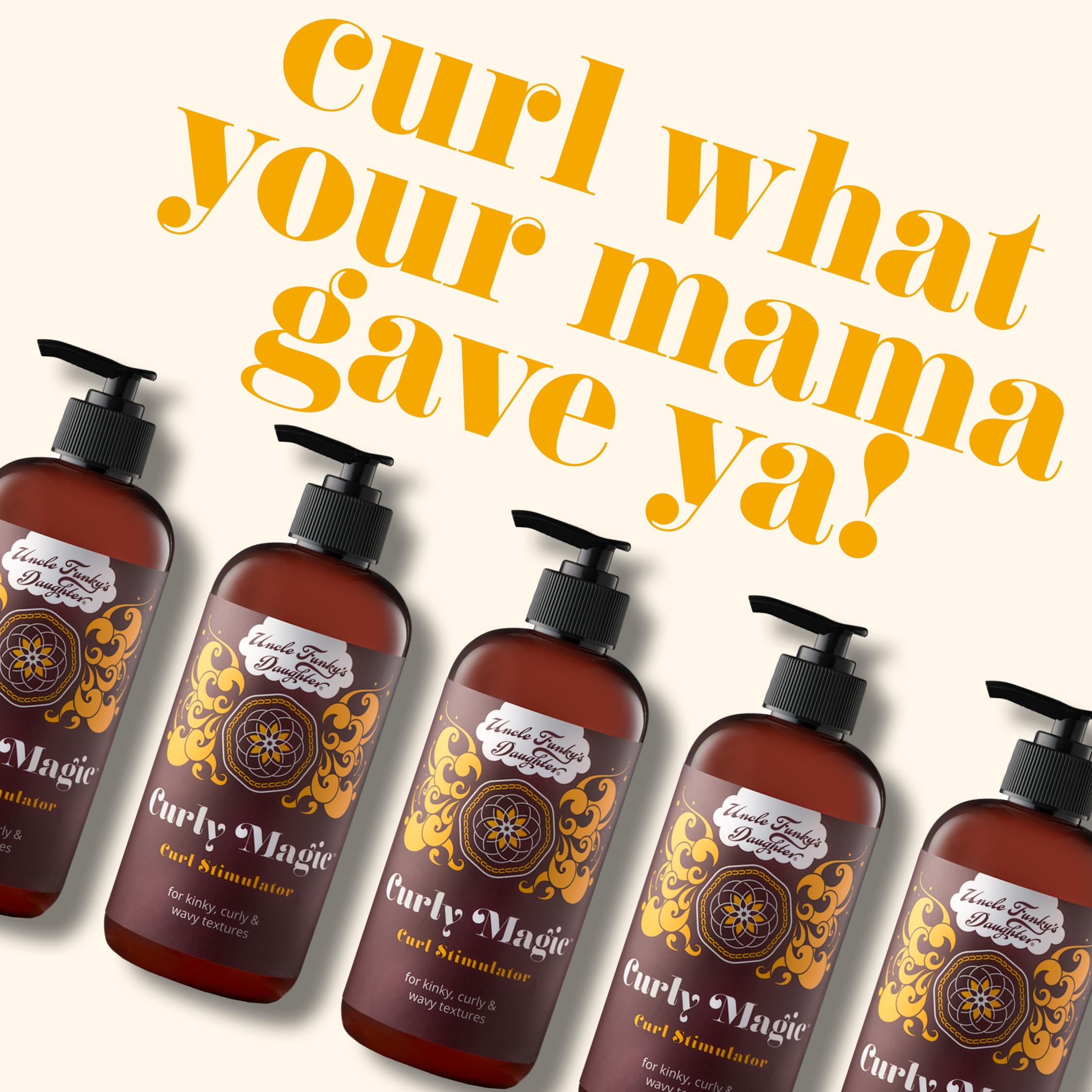 Curly Magic Stimulator in hand showing even curl definition and hold