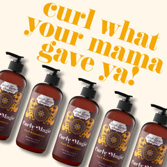 Curly Magic Stimulator in hand showing even curl definition and hold