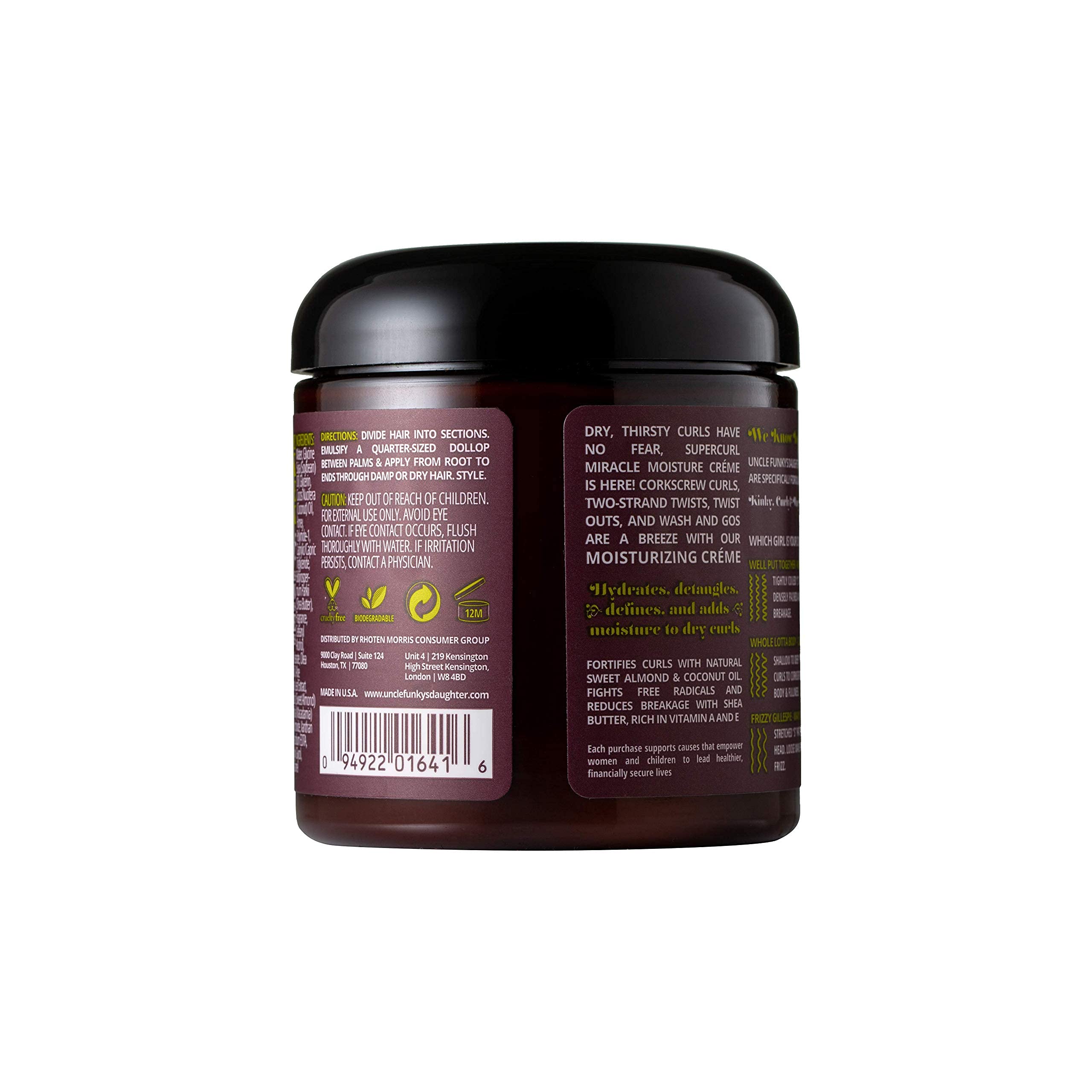 Uncle Funky's Daughter Supercurl Miracle Moisture Creme adds moisture and shine to curls