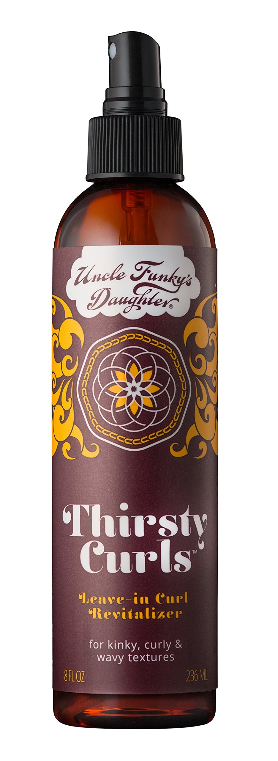 Uncle Funky's Daughter Thirsty Curls bottle pour demonstrates smooth hydration for defined curls
