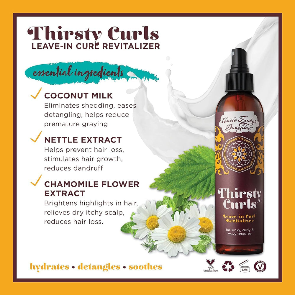 Close-up on curl definition after using Uncle Funky's Daughter Thirsty Curls