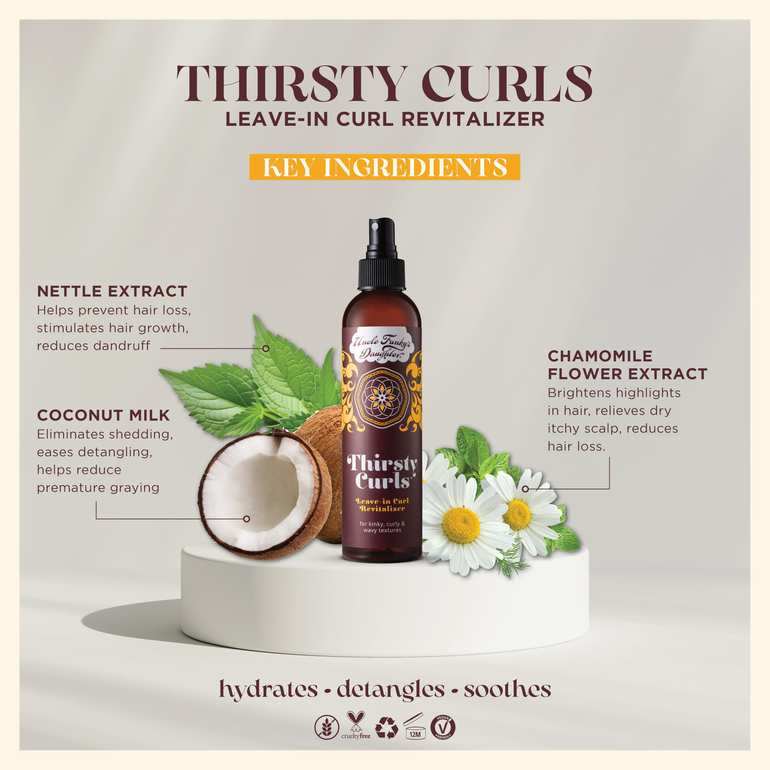 Uncle Funky's Daughter Thirsty Curls application on hair shows frizz control and bounce