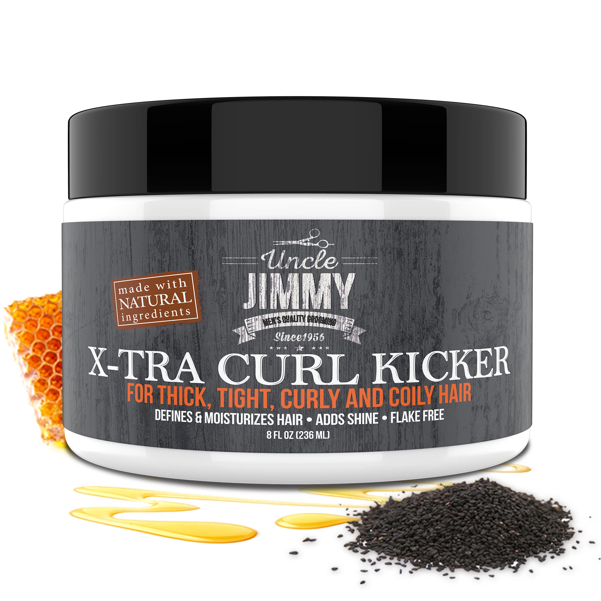 Uncle Jimmy Curl-Kicker finished hair—matte, flexible hold for everyday styling.