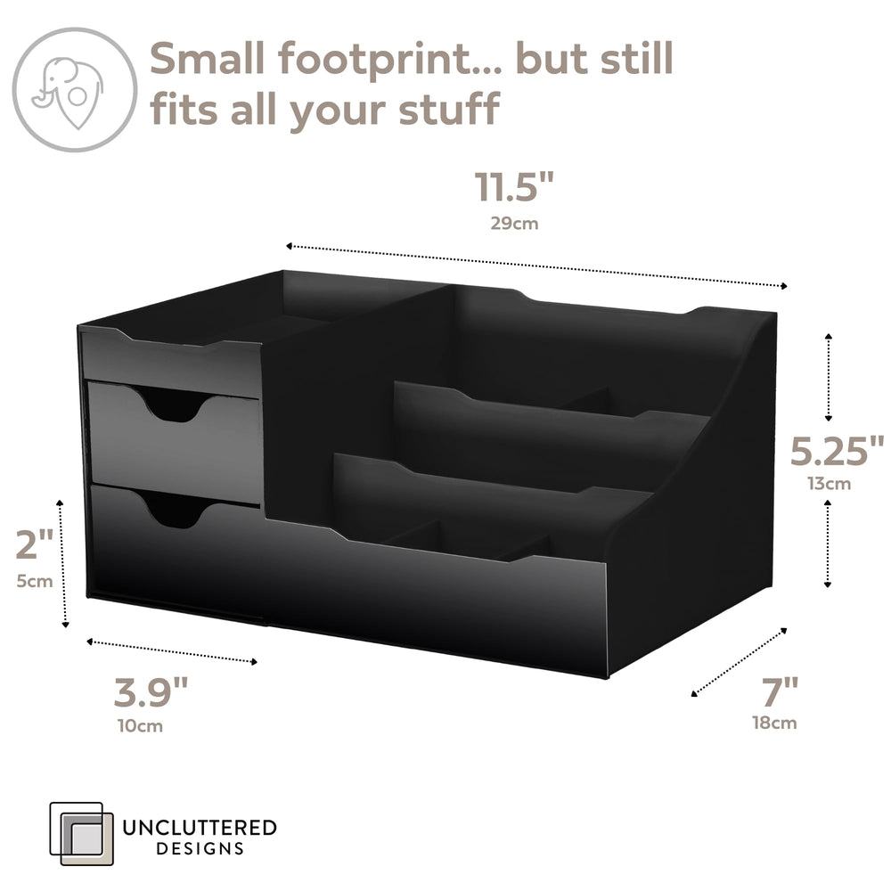 Uncluttered Designs vanity organizer with beard care setup supports tidy daily grooming