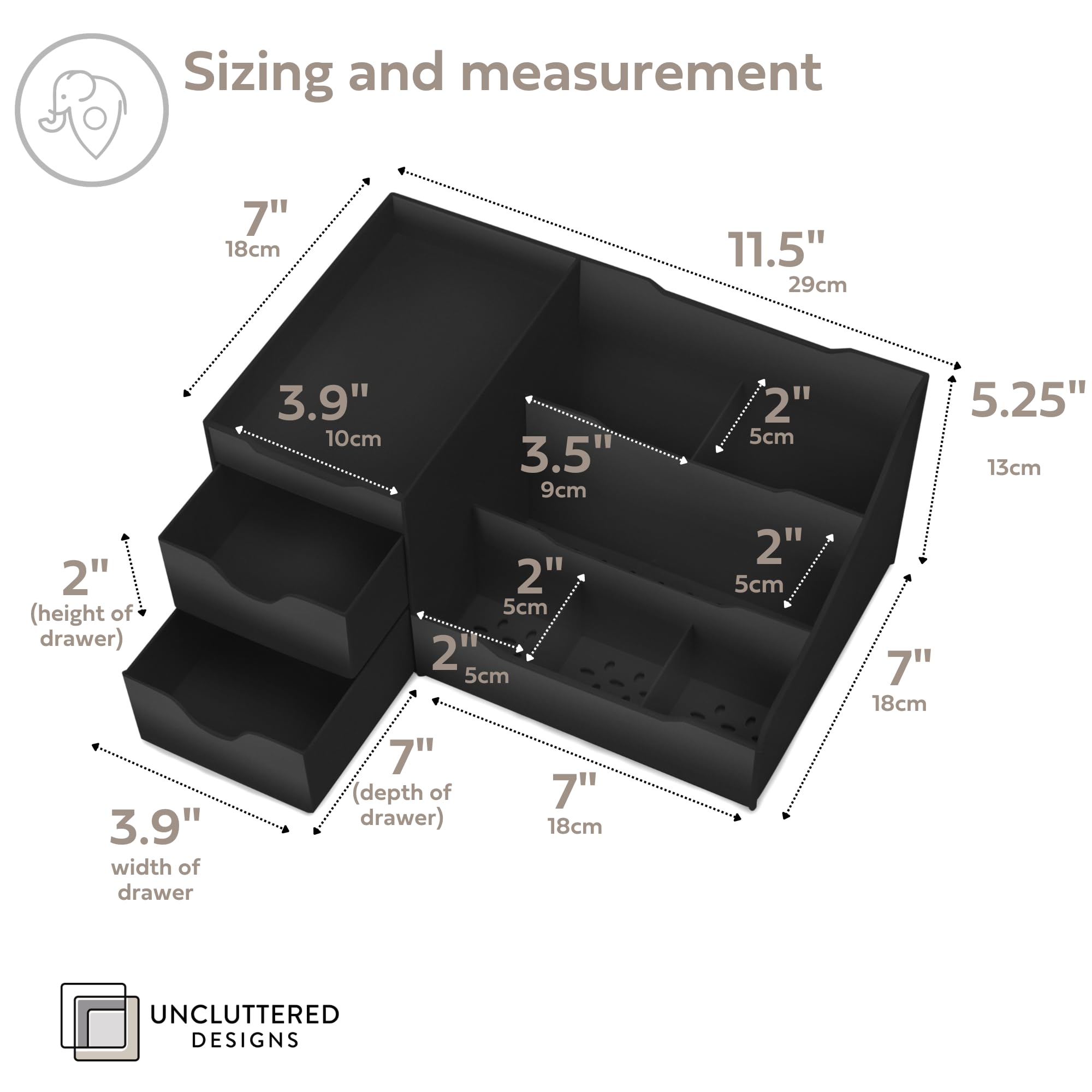 Uncluttered Designs large black organizer with cologne bottles demonstrates organized bathroom storage