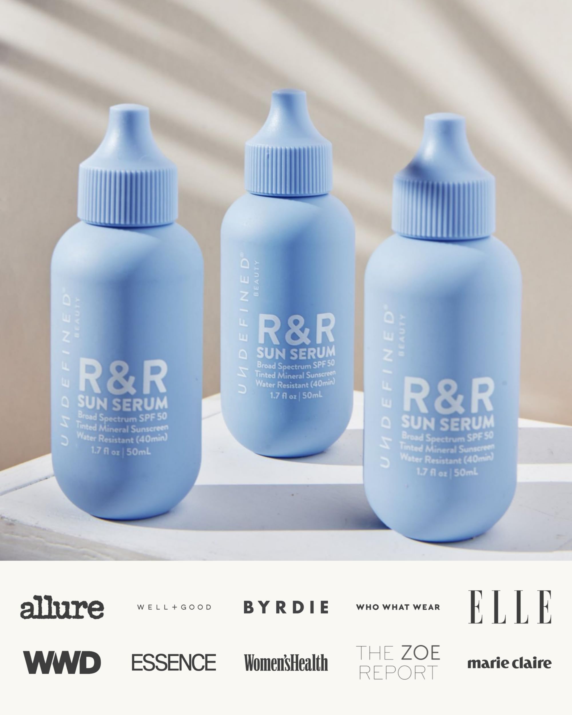 Undefined Beauty R&R Sun Serum fragrance-free label for sensitive skin.