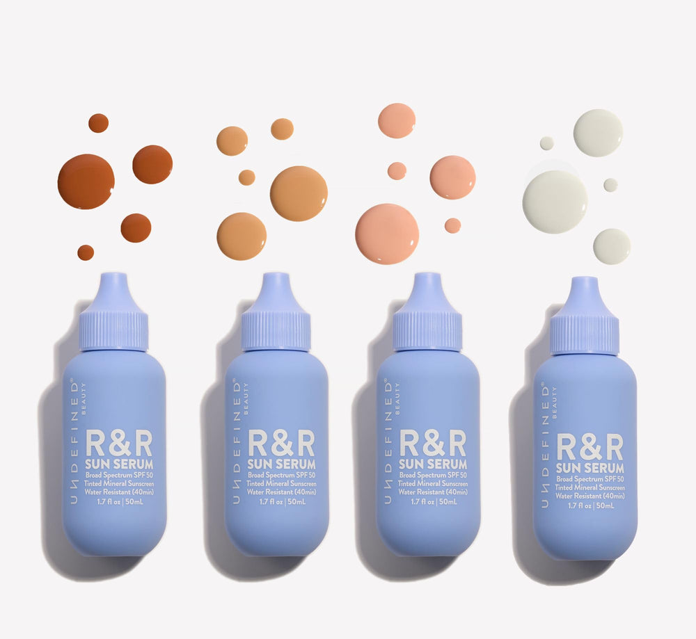 Undefined Beauty R&R Sun Serum light tint skin swatch on forearm.
