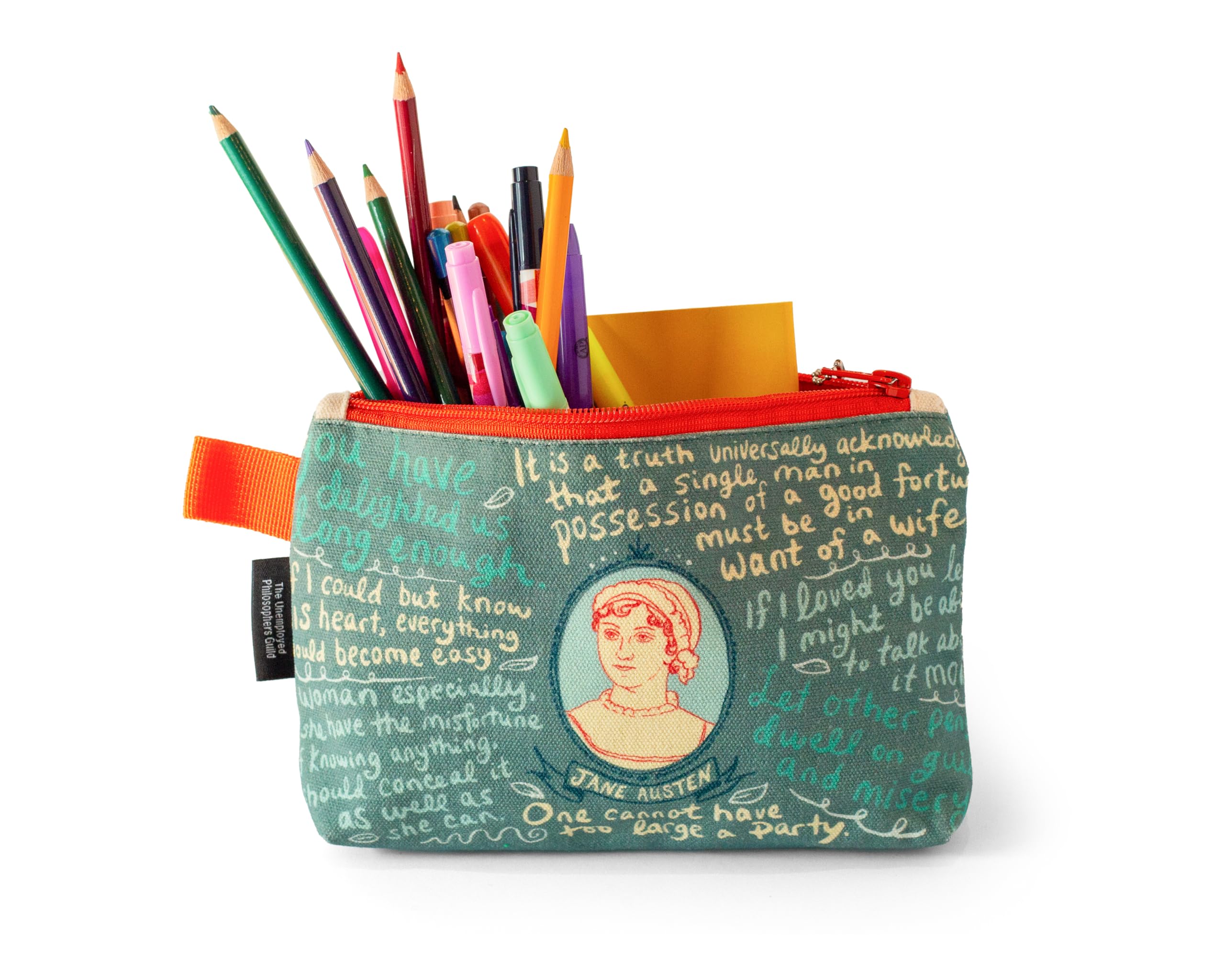 Jane Austen Bag flatlay shows practical organization for daily use.