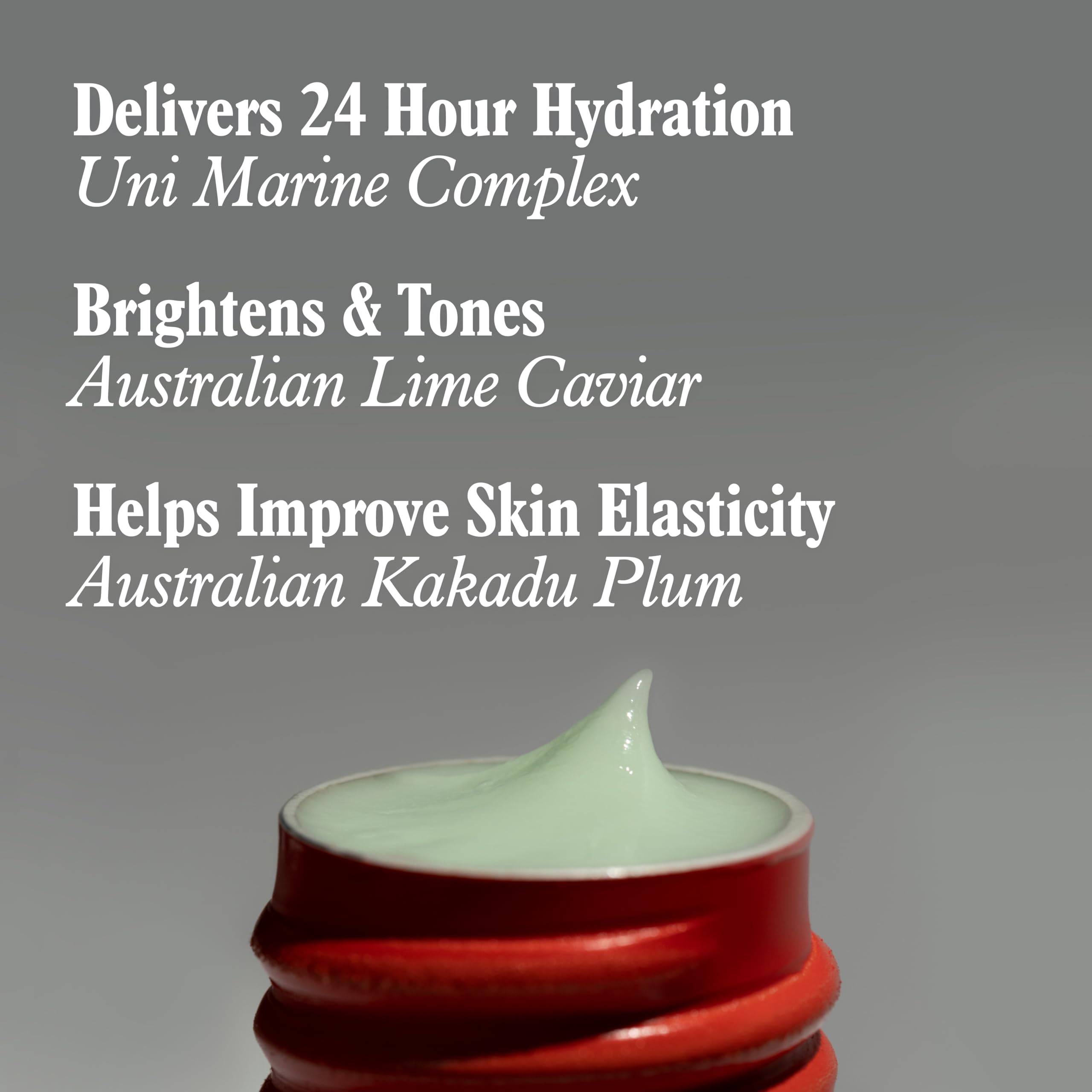 uni 24-hour hydrating body serum label highlights clean plant-based ingredients