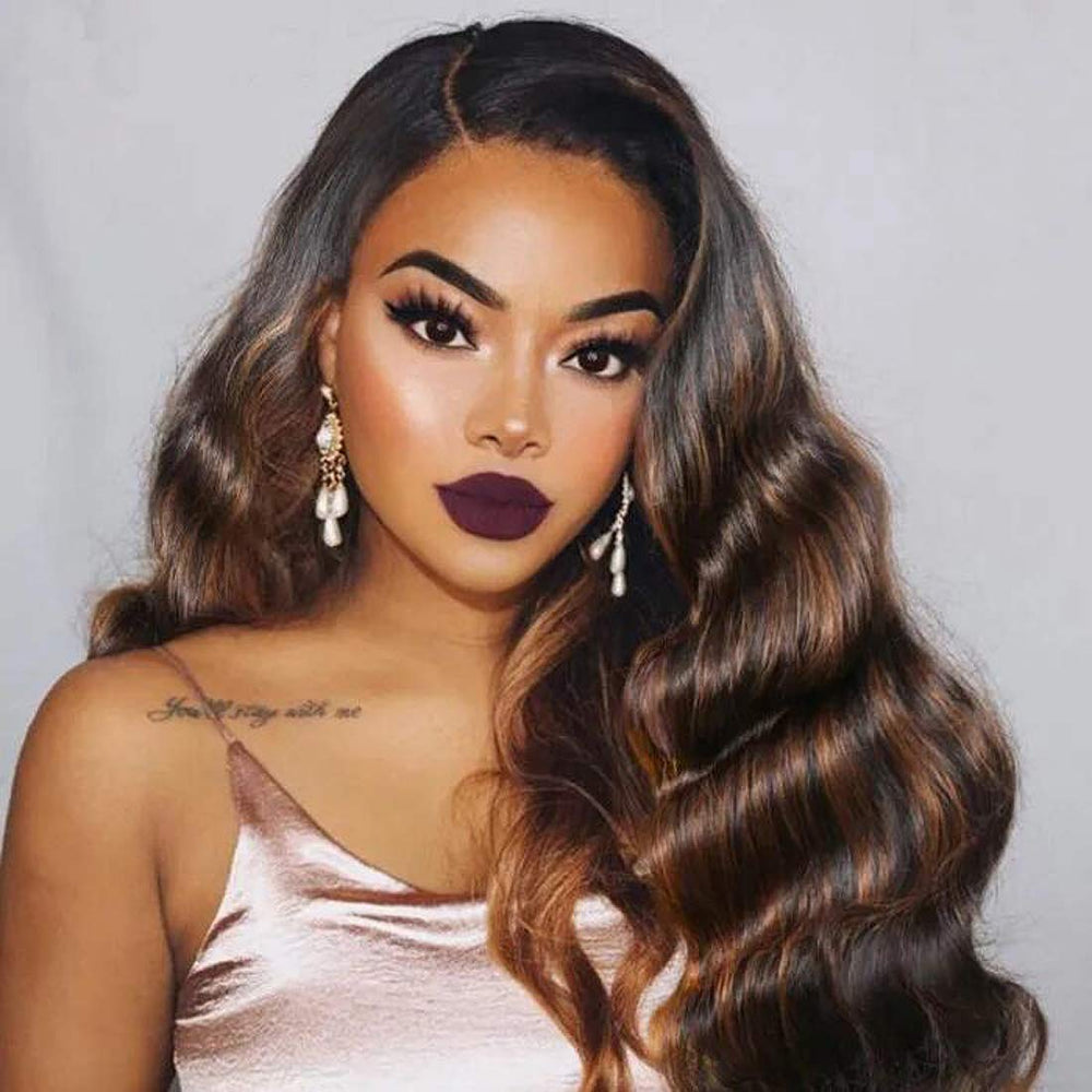 UNICE brown highlight body wave 18-inch bundle for versatile styling and long-lasting waves.