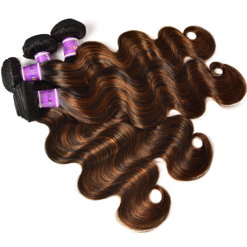UNICE brown highlight body wave boxed packaging with gifts for premium unboxing.