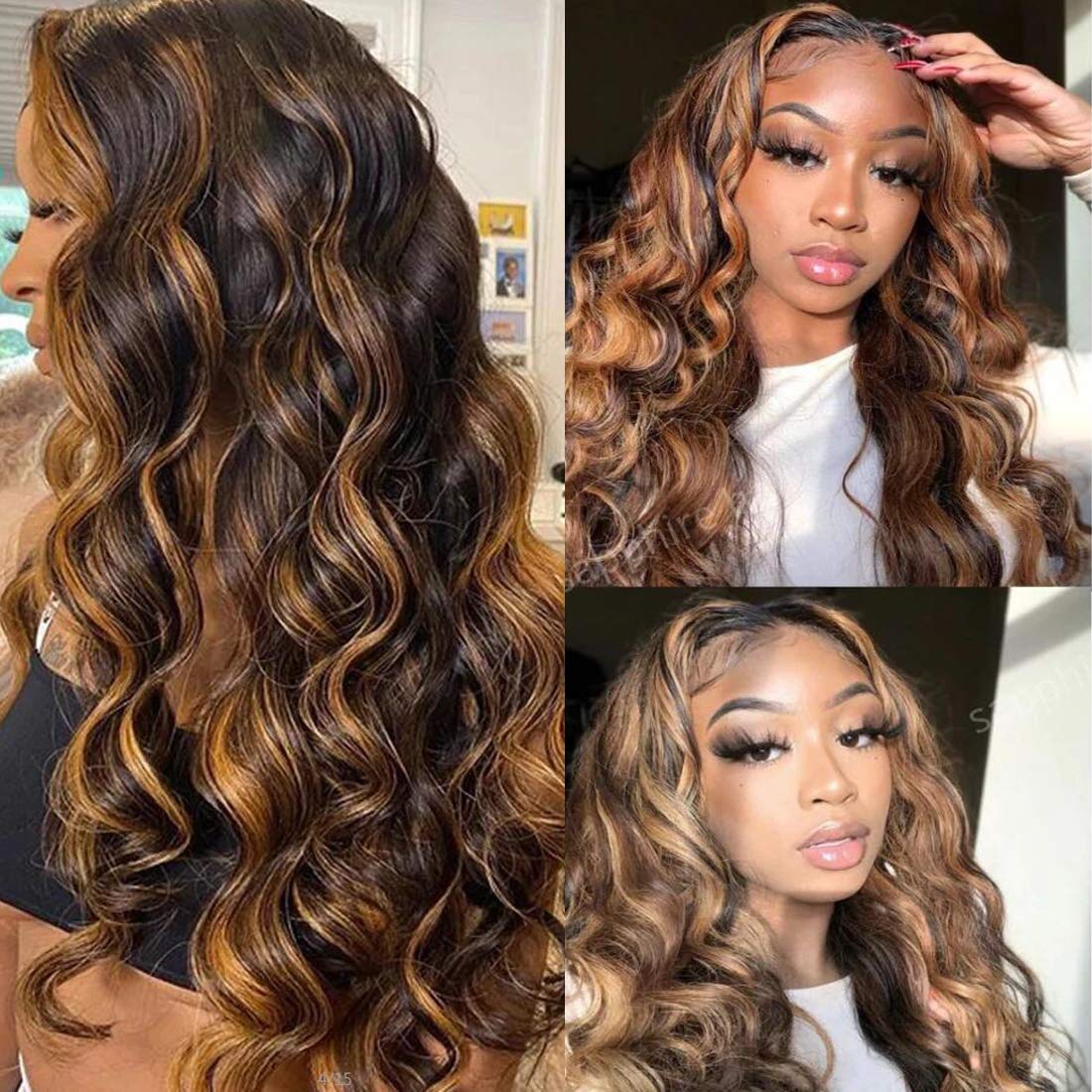 UNICE brown highlight body wave soft silky texture for comfortable wear.