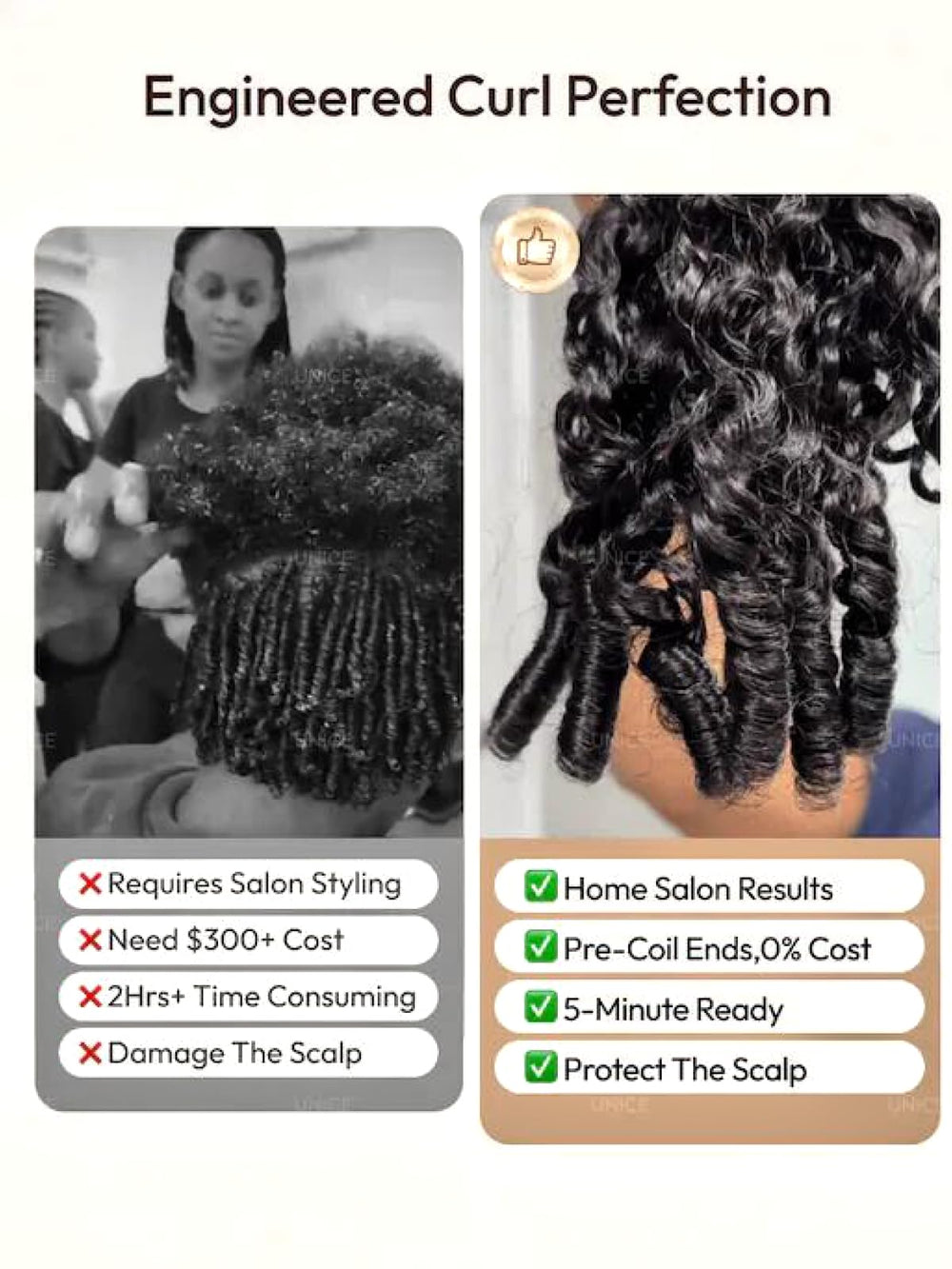 UNICE pre-plucked bleached knots for beginner-friendly wear