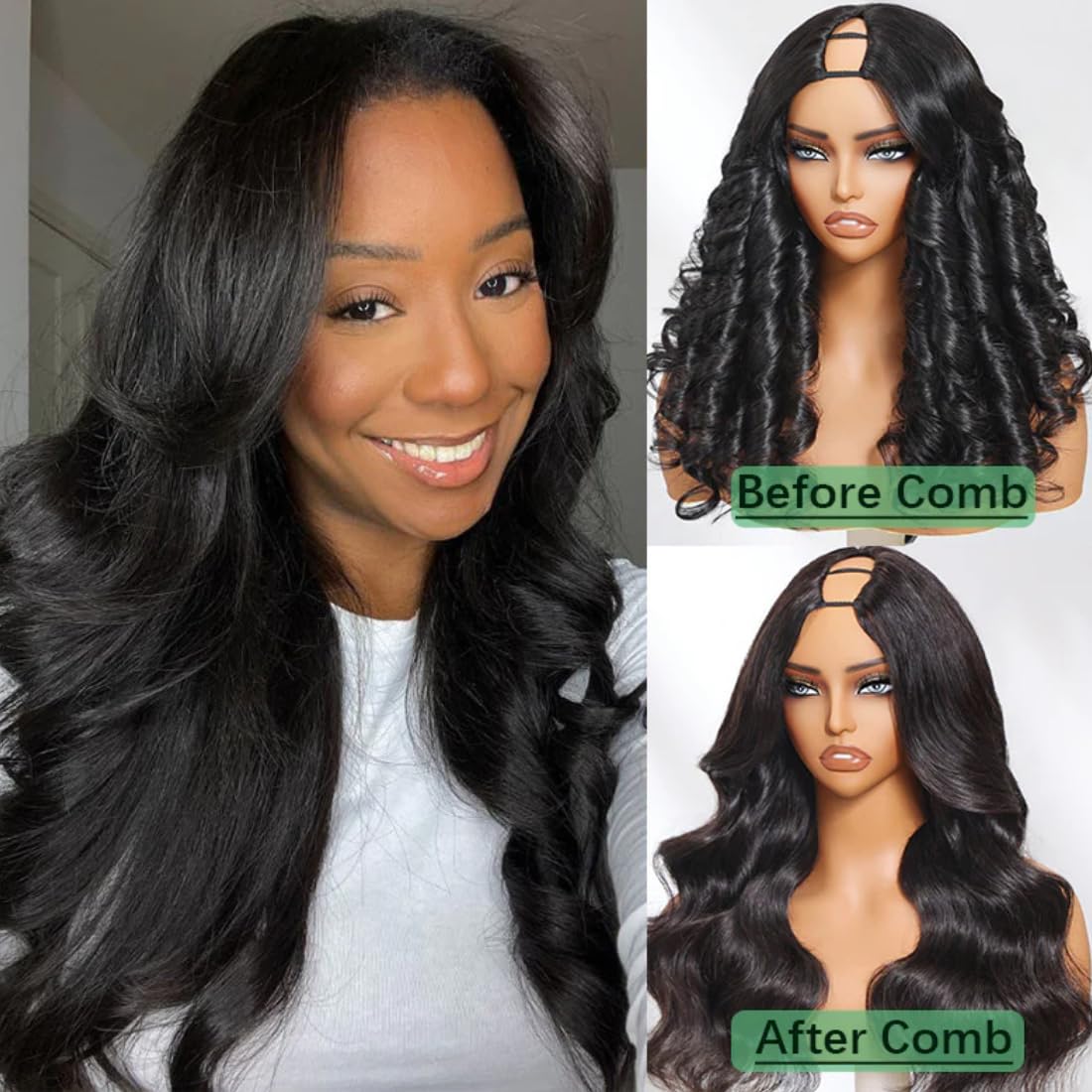 UNICE V Part Wigs glueless cap offers comfortable wear and easy daily use