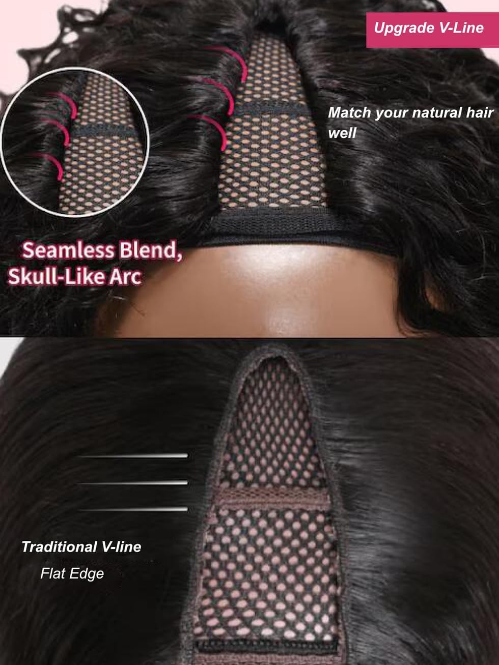 UNICE V Part Wigs no leave-out design enables natural part without glue