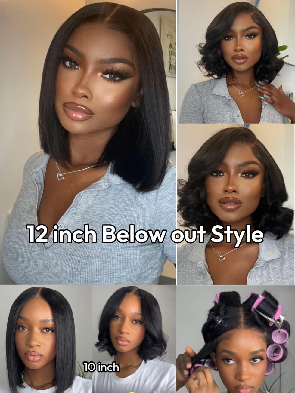 UNICE Yaki Straight Bob wig 7x5 lace front showcases natural parting and versatile styles