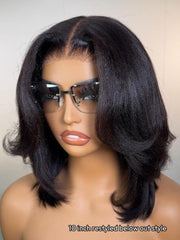 UNICE Yaki Straight Bob wig drawstring cap demonstrates secure, glue-free installation