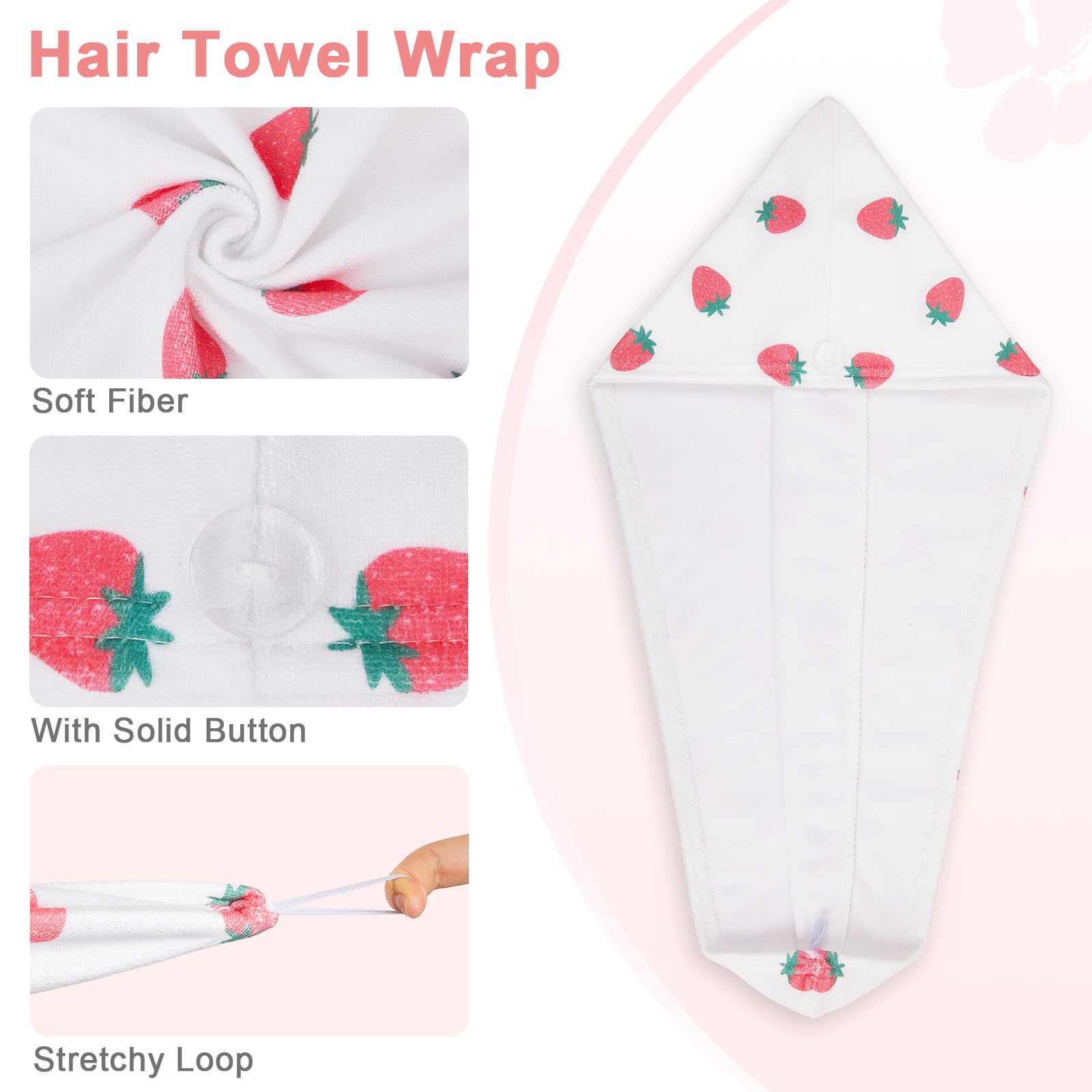 Unicorn Castle pink-white strawberry pattern adds fun to bath time.