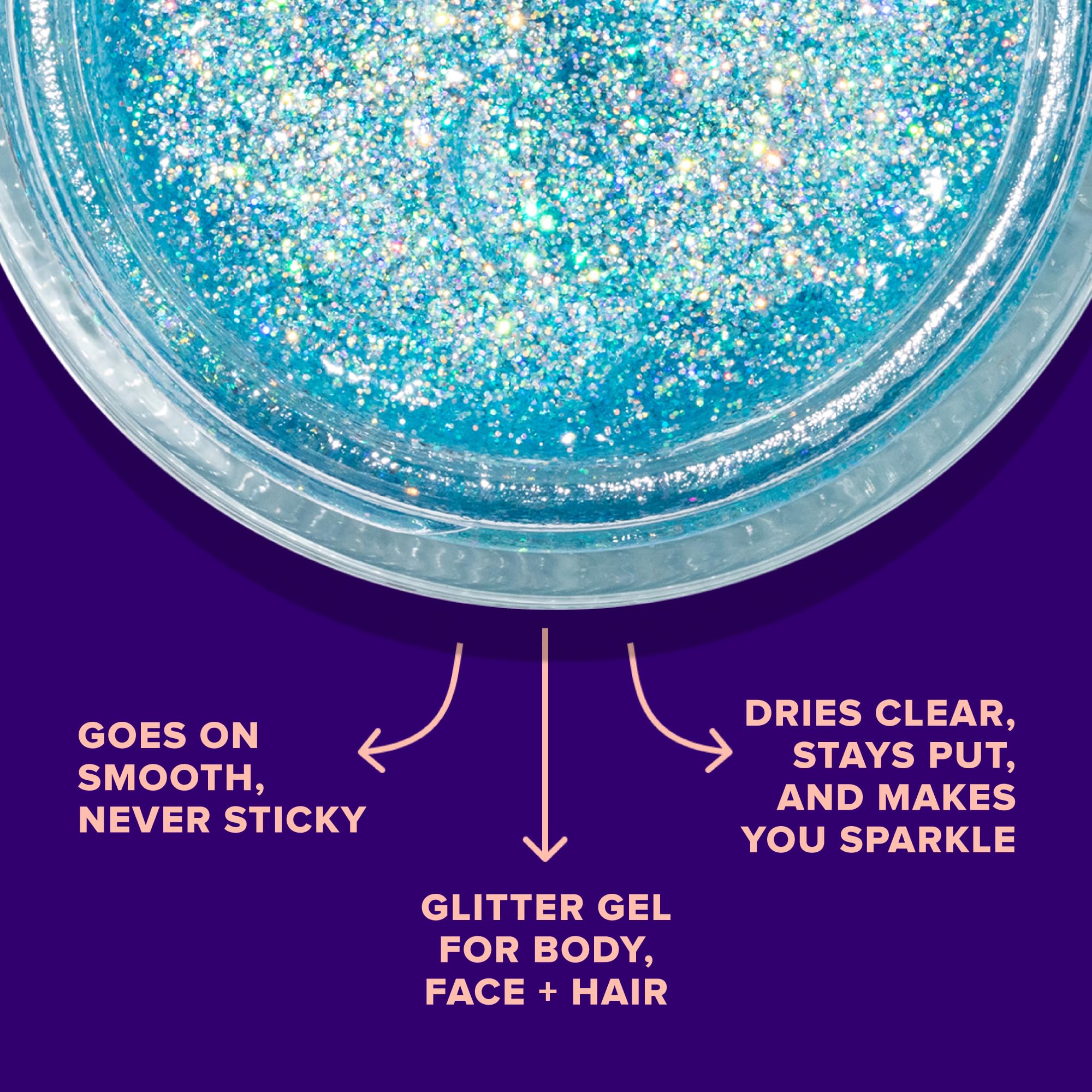 Unicorn Snot body glitter on the shoulder delivers eye-catching glow for events.