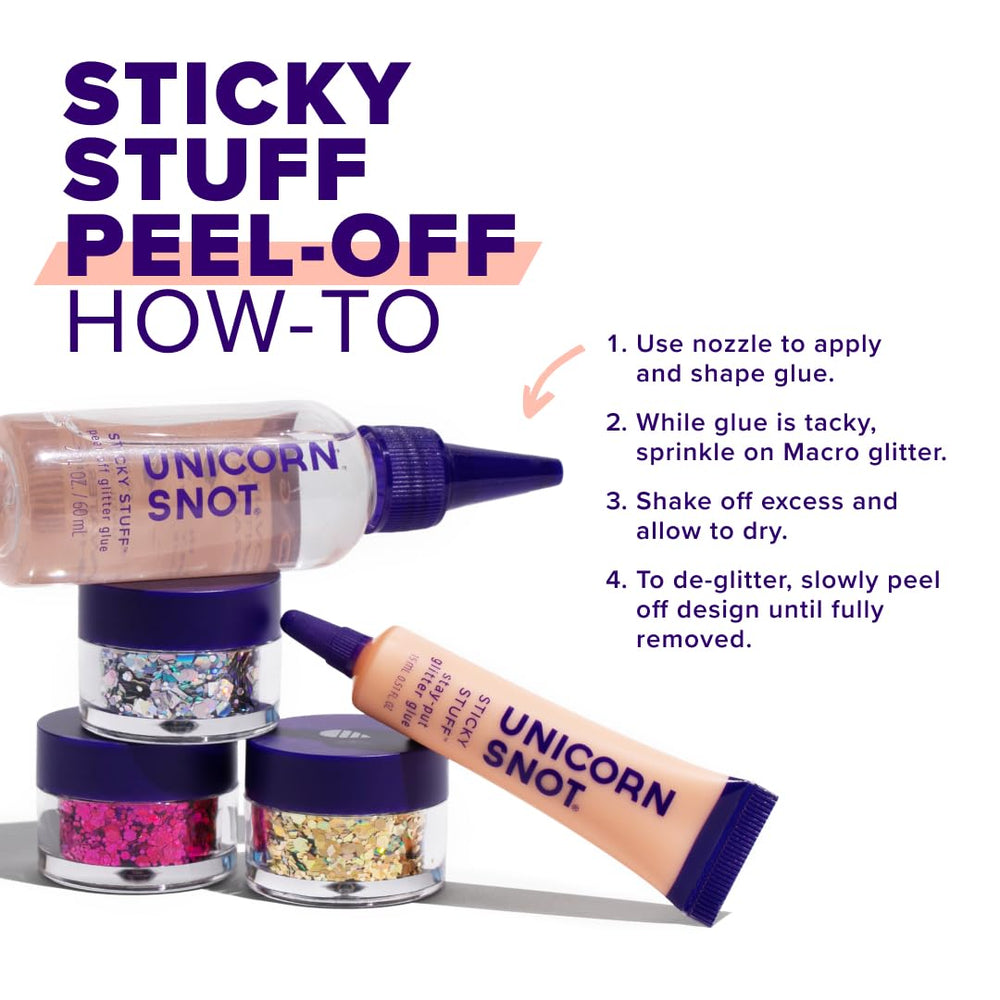 UNICORN SNOT Eye glitter stays smudge-proof from day to night.