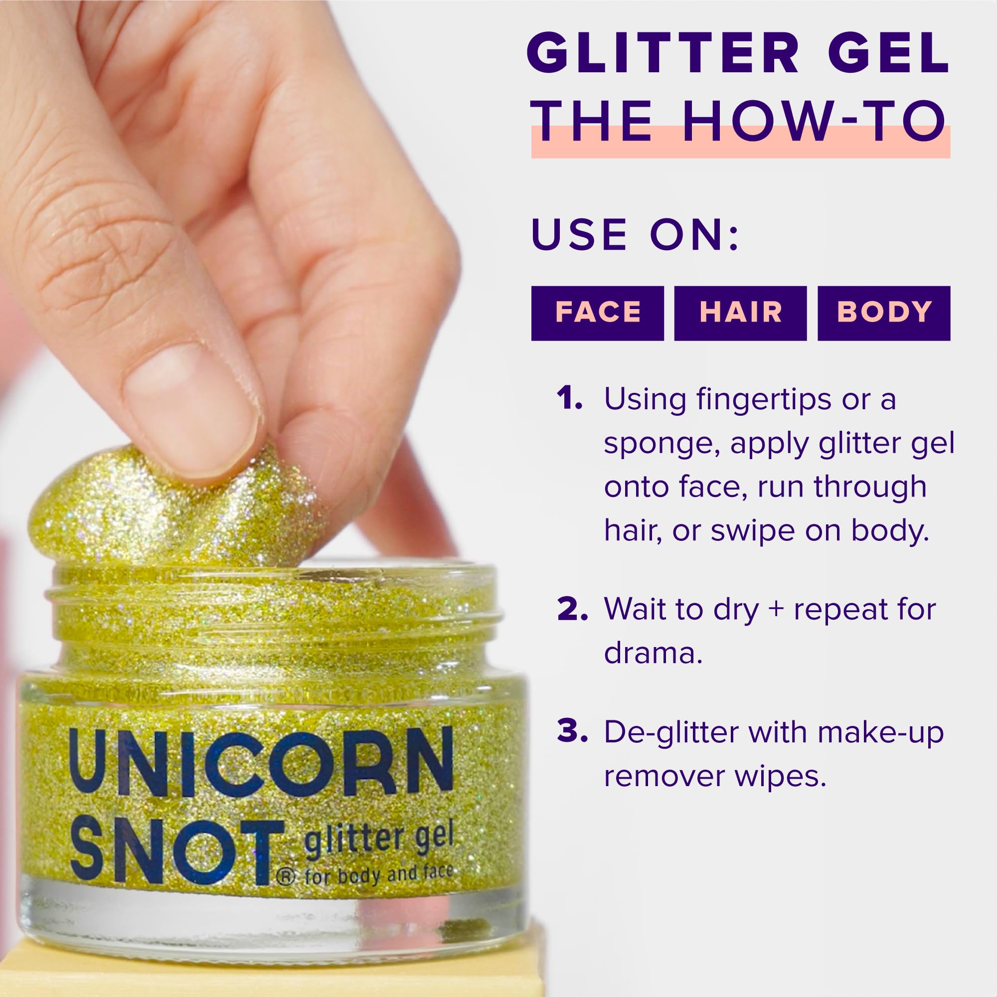 Unicorn Snot glitter brushed on cheek demonstrates highlighter-like glow.