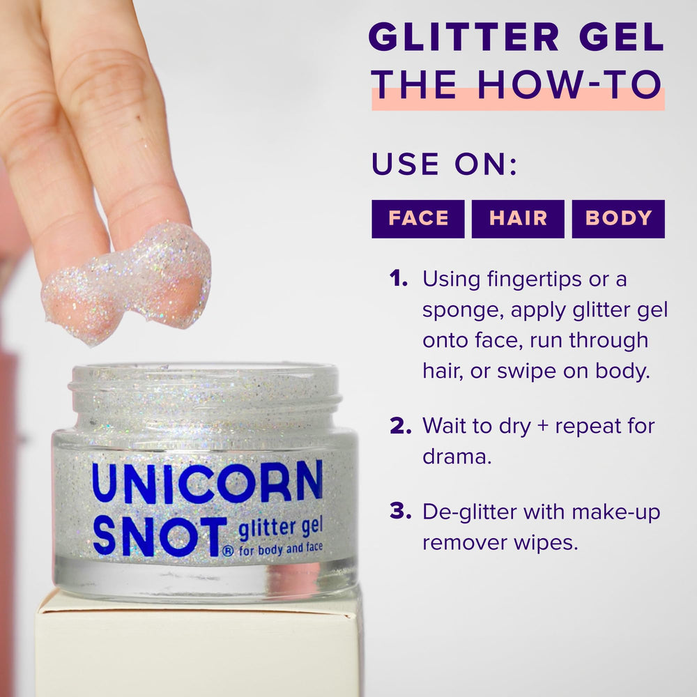UNICORN SNOT glitter gel disco body application for head-to-toe sparkle