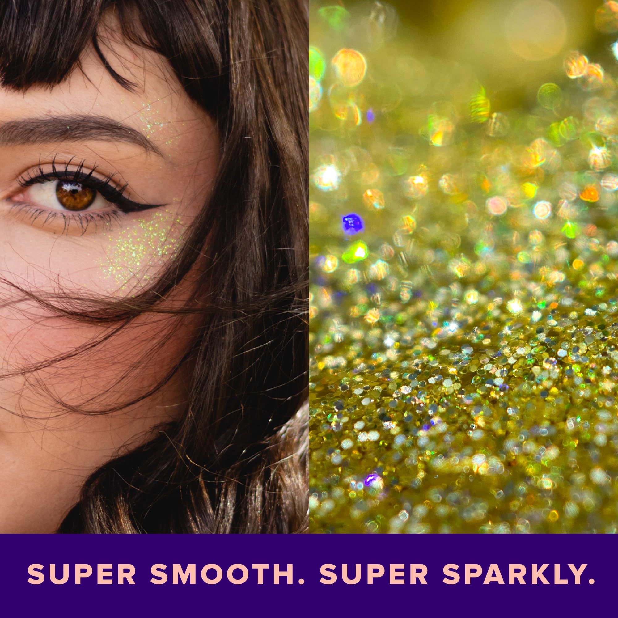 Unicorn Snot hair glitter application showcases wearable shimmer for bold looks.