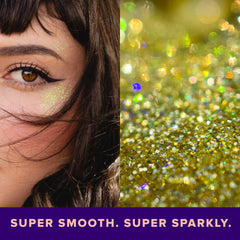 Unicorn Snot hair glitter application showcases wearable shimmer for bold looks.