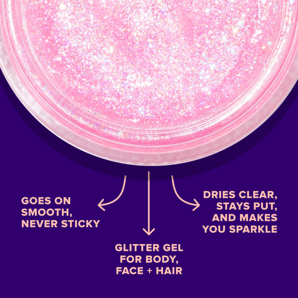 UNICORN SNOT holographic glitter closeup highlights multidimensional color and skin-safe formula.
