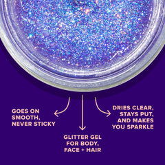 UNICORN SNOT cheek-highlight with holographic glitter gel for radiant facial glow.