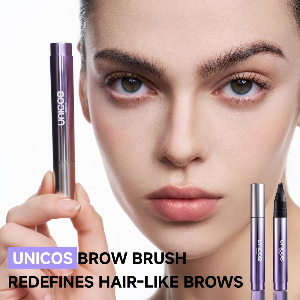 Unicos Eyebrow Pen angle brush close-up shows precise shaping