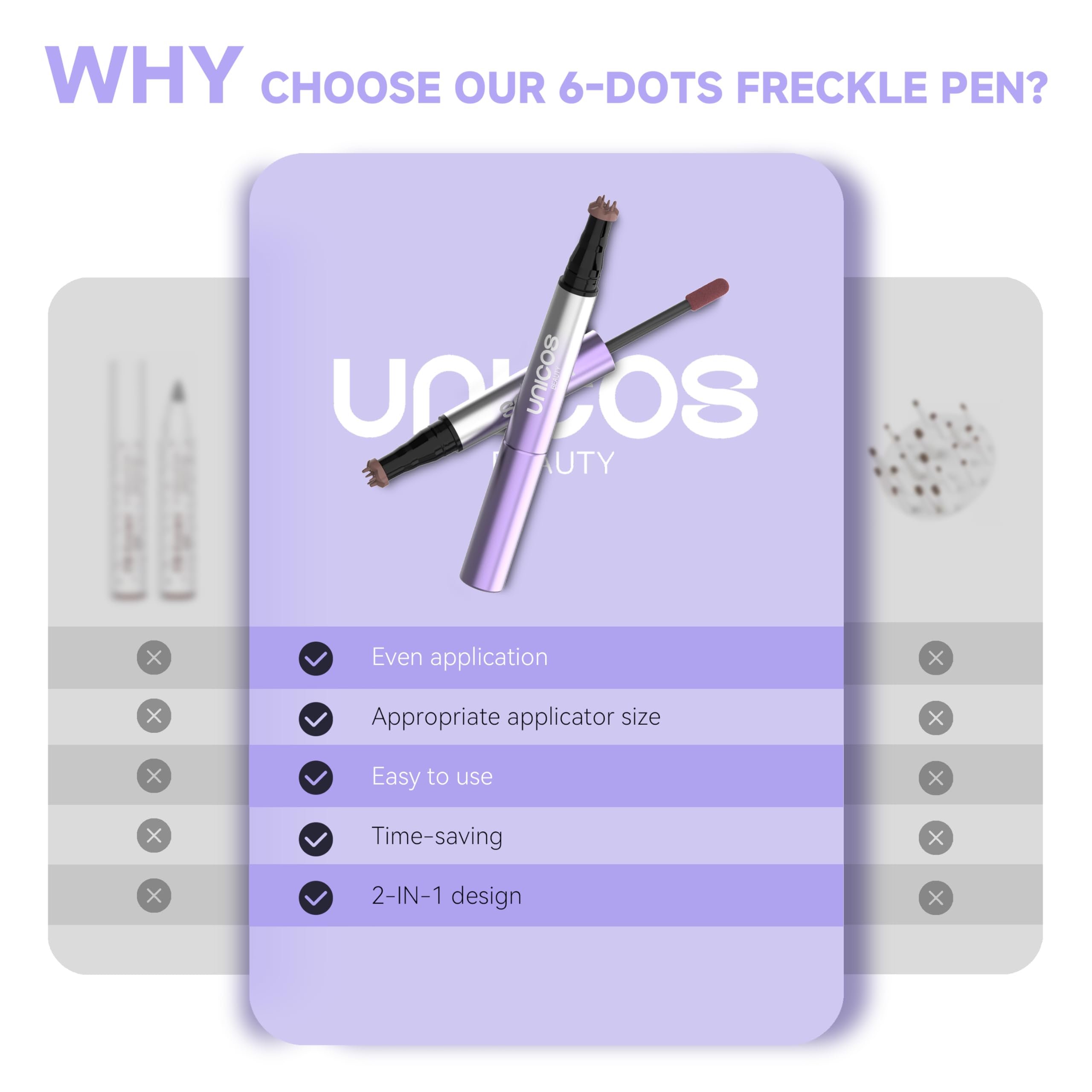 Unicos Freckle Pen is travel-friendly for quick touch-ups.