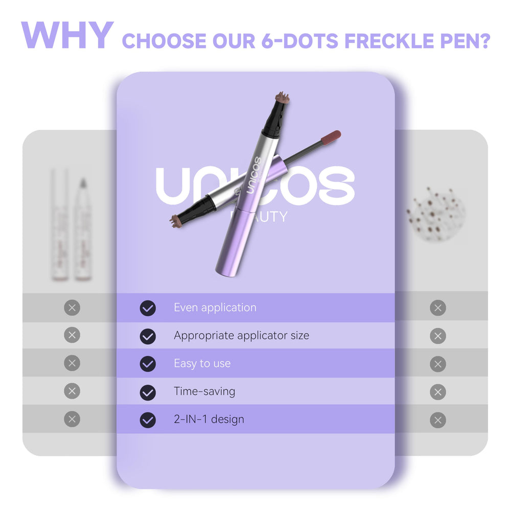 Unicos Freckle Pen is travel-friendly for quick touch-ups.