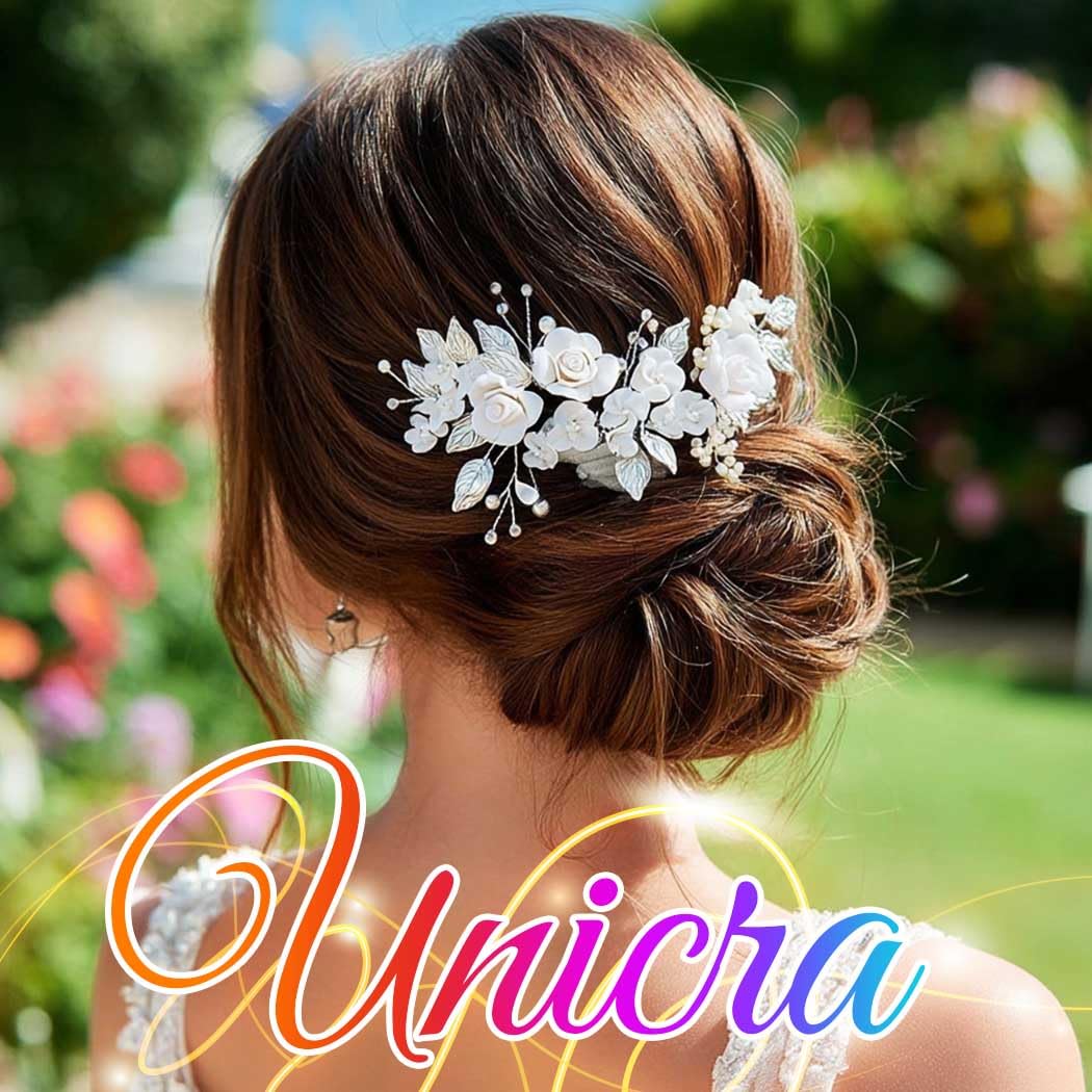 Unicra handmade pearls hair dress enhances formal wedding styling