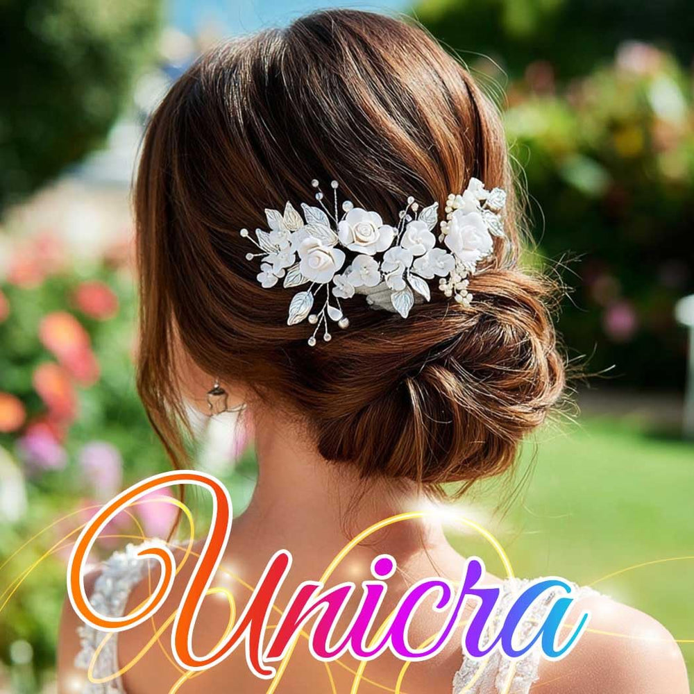 Unicra handmade pearls hair dress enhances formal wedding styling