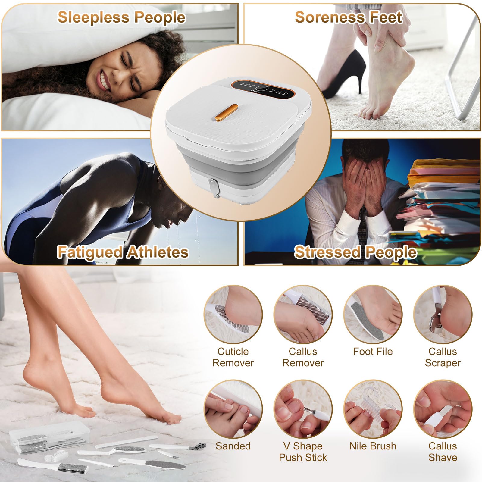 UNIFULL Collapsible Foot Spa Durable Folding Design highlights long life for frequent home use.