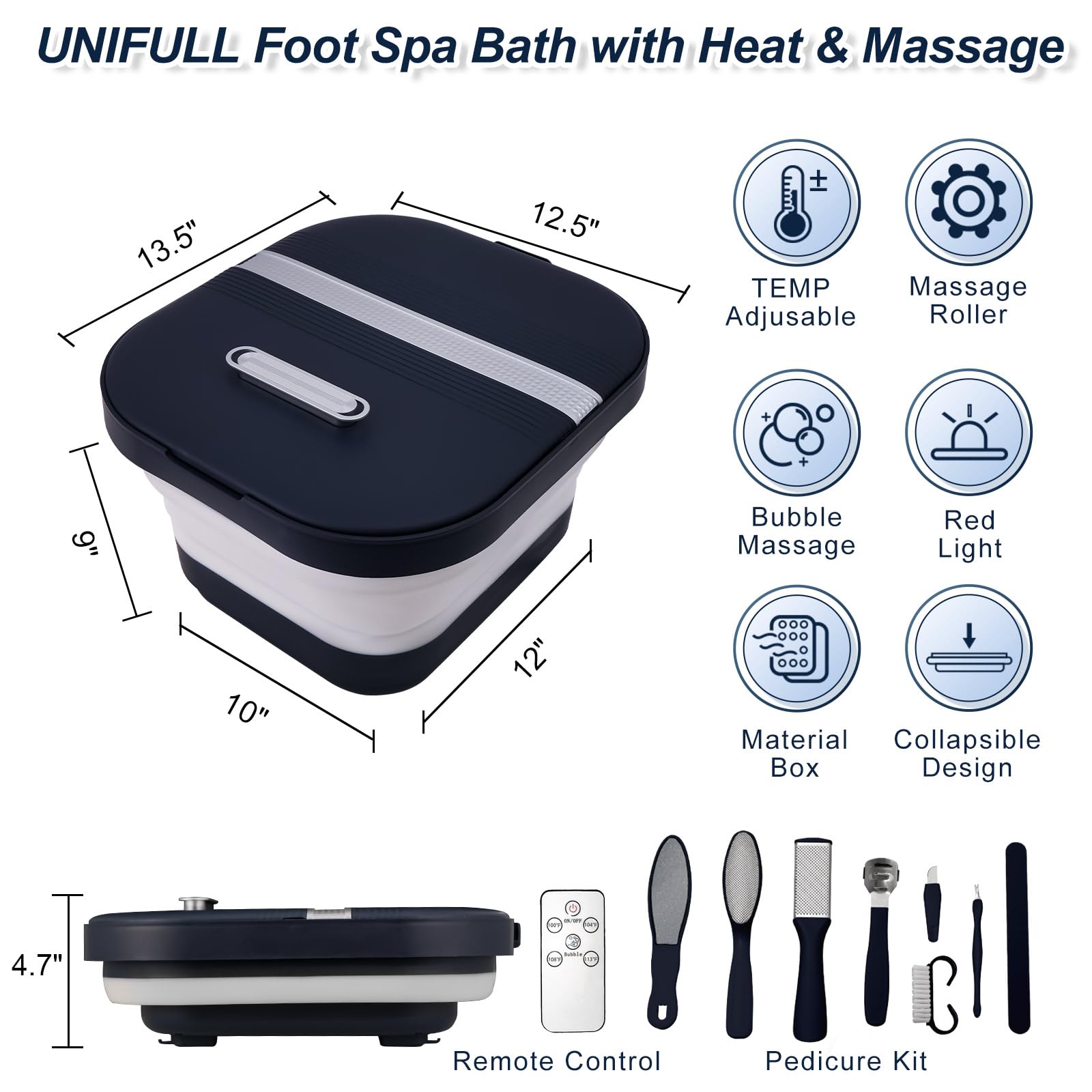 UNIFULL foot spa remote control for easy hands free operation