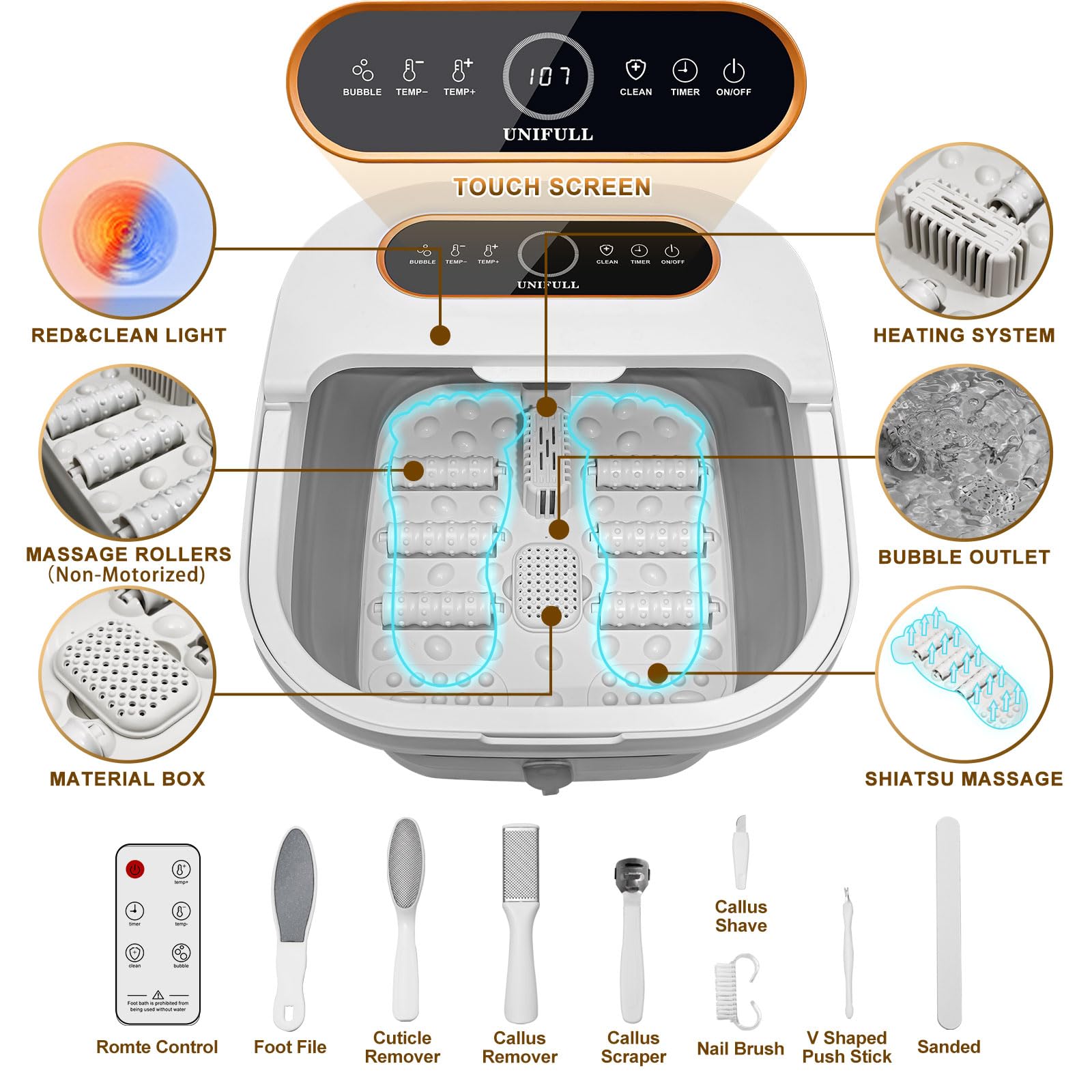 UNIFULL Foot Spa Remote Control lets you adjust settings while relaxing.