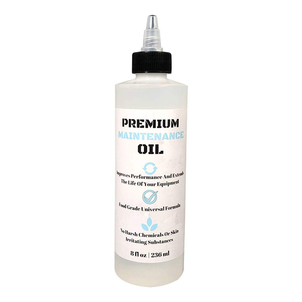 UniKitchen Premium Lubricating White Oil bottle pour for rust protection and smoother cuts.