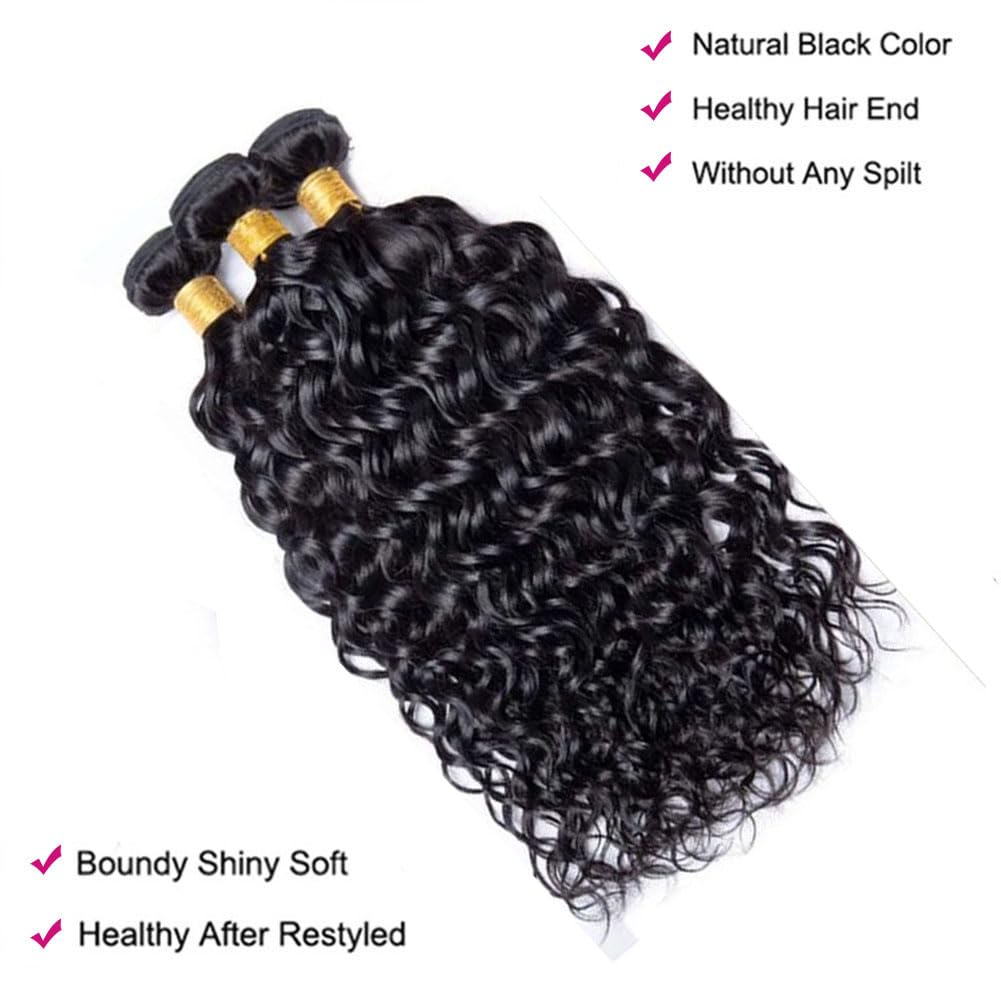 UNILO water wave bundles 14-inch natural black voluminous fullness and styling options