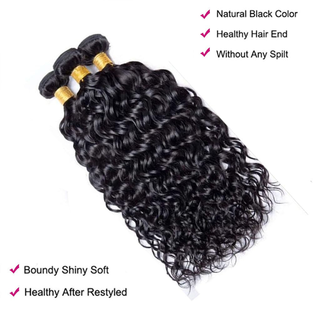 UNILO water wave bundles 14-inch natural black voluminous fullness and styling options