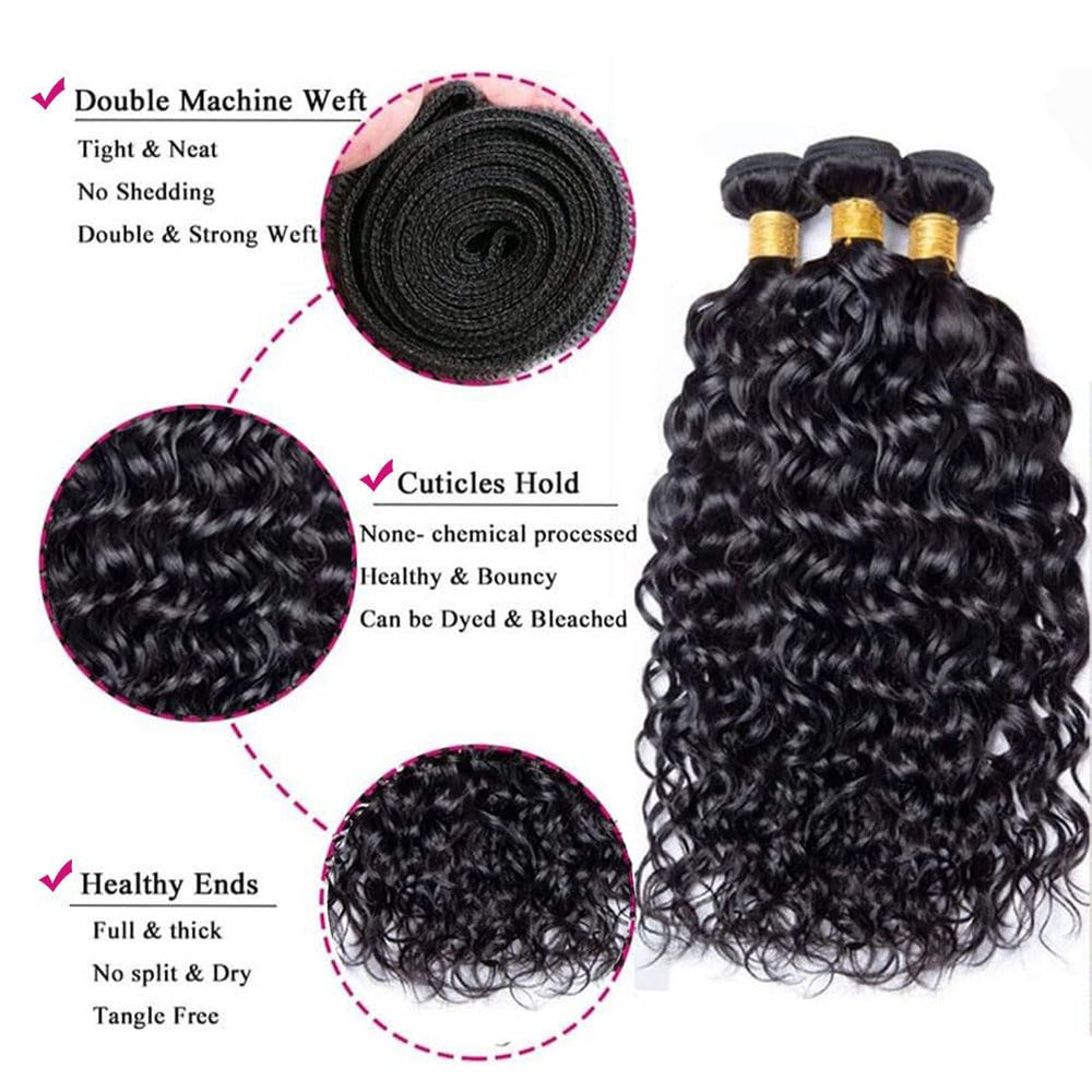 UNILO water wave bundles 16-inch natural black dramatic length and smooth blend
