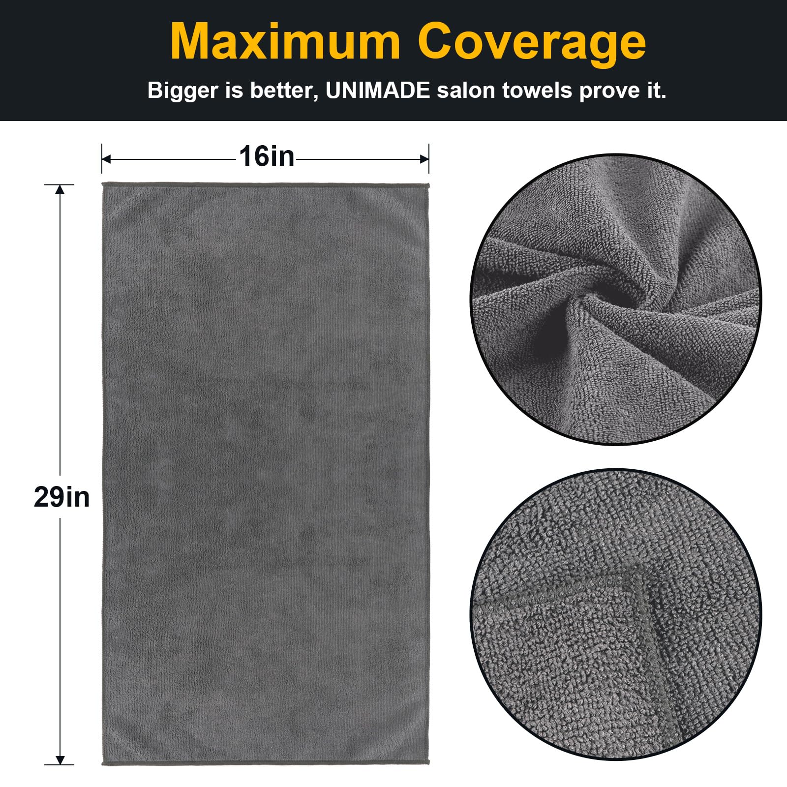 UNIMADE Salon Towels soft-texture closeup highlights premium microfiber feel.