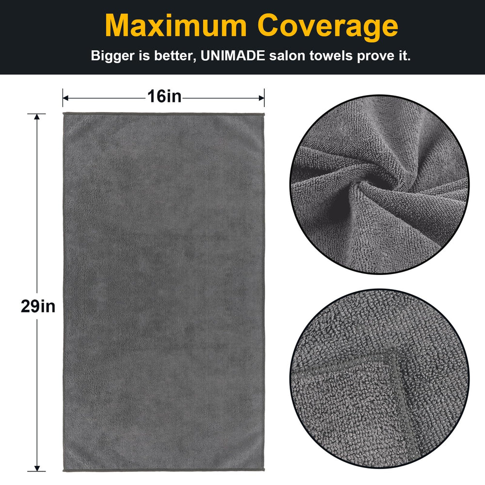 UNIMADE Salon Towels soft-texture closeup highlights premium microfiber feel.